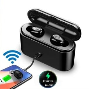 X8 Airdots مزودة بباور بانك 2 في 1 أسود