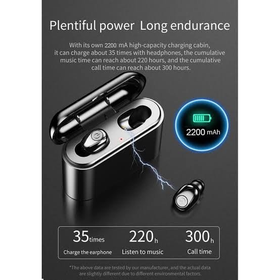 X8 Airdots مزودة بباور بانك 2 في 1 أسود - Image 3