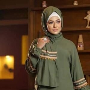 اسدال سادة بزركشة في الكم لون زيتي