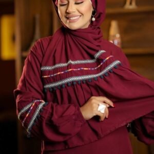 اسدال سادة بزركشة في الكم لون نبيتي