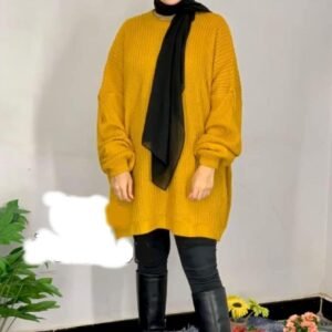 بلوفر هاي كول حريمي صوف مسطردة
