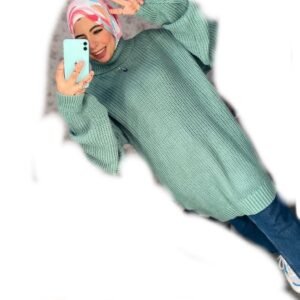 بلوفر هاي كول حريمي صوف تركواز