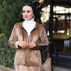 بيجاما قطيفة قطعتين (نبيتي - أسود -بني - زيتي )