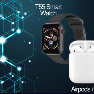 Smart Watch T55 أسود + Airpods i11