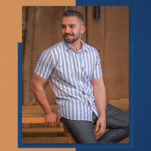 شيميز رجالي نص خط  ابيض