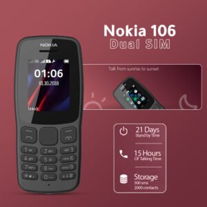 • Nokia 106 Dual SIM + ساعة تاتش على شكل باند أسود
