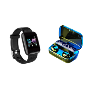 Smart Bracelet LH719 أسود + سماعة ريلمي Buds M10W مزودة بباور بانك