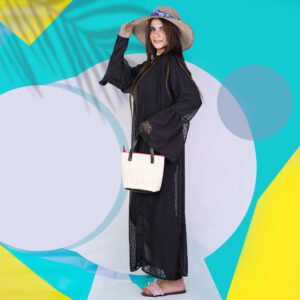 كارديجان خامة شيفون منقط طويل